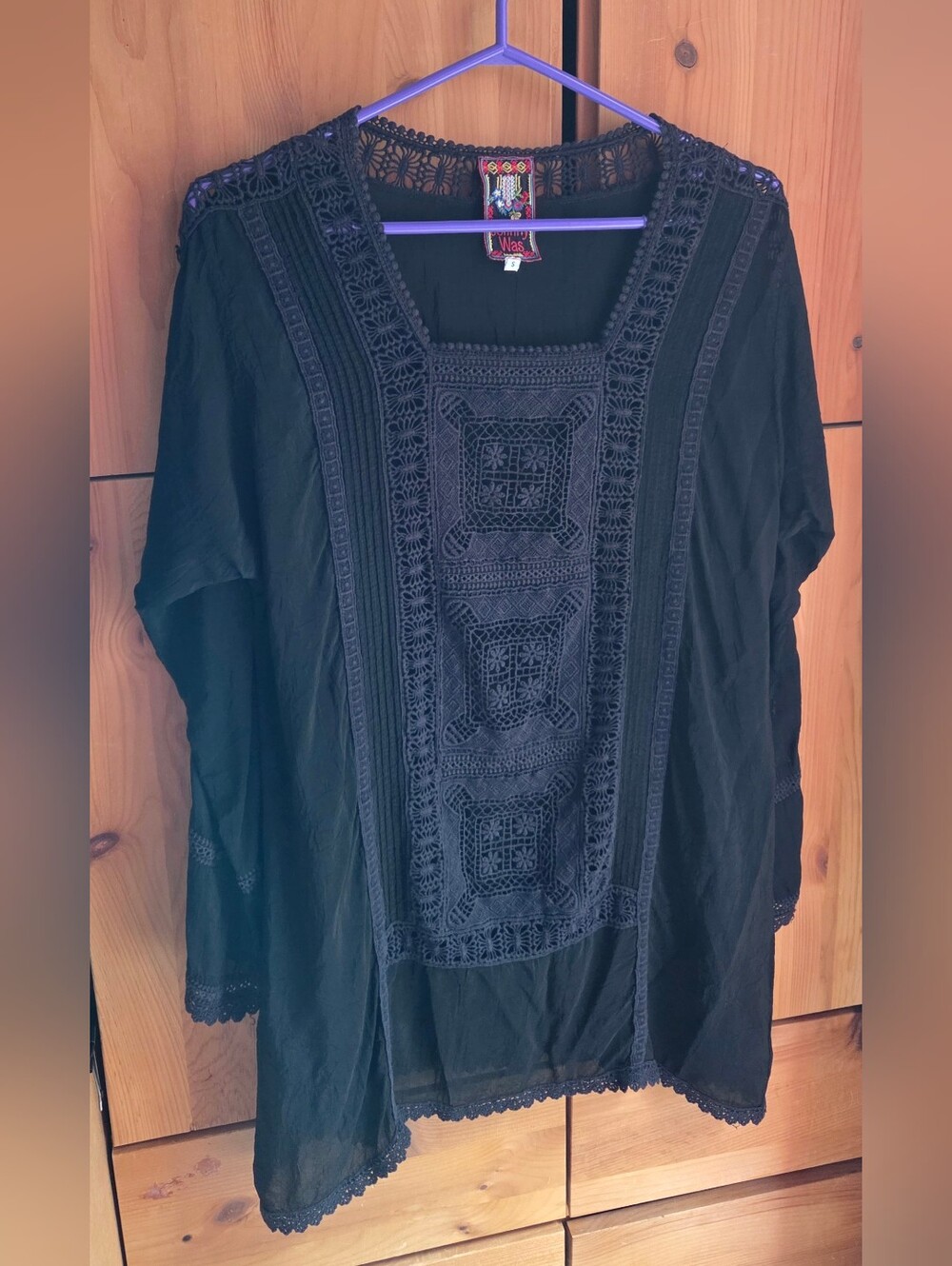 Johnny Was Women's Black Lightweight Lacy Tunic Top Size Small